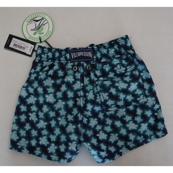 Vilebrequin JIMH2B40 Boy's Sz 4 Blue Marine Hazy Turtle Print Swim Trunks - Picture 2 of 10